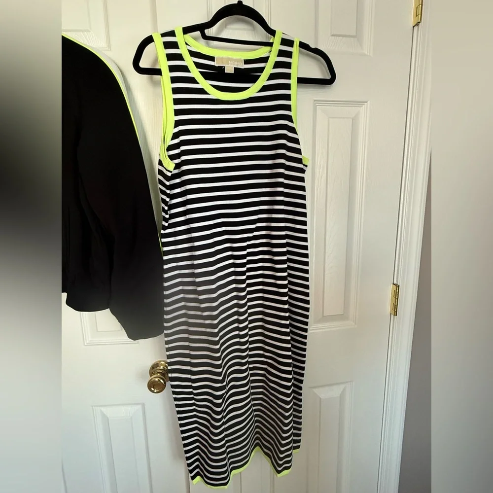 Michael Kors Black and Neon Green Striped Dress and Jacket Set - Picture 6 of 9